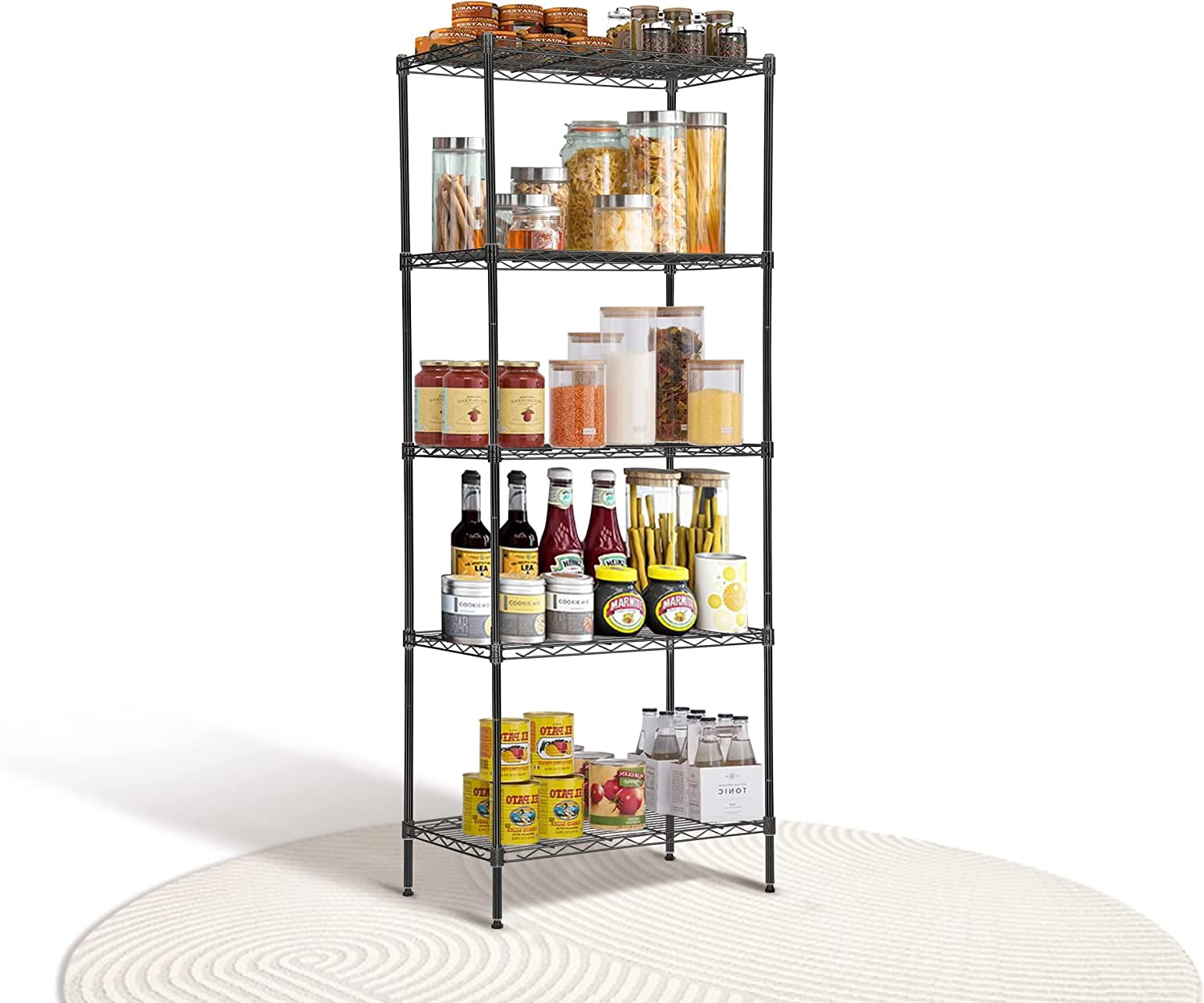 5-Shelf Metal Shelving Unit Height Adjustable Commercial Wire Shelving ...