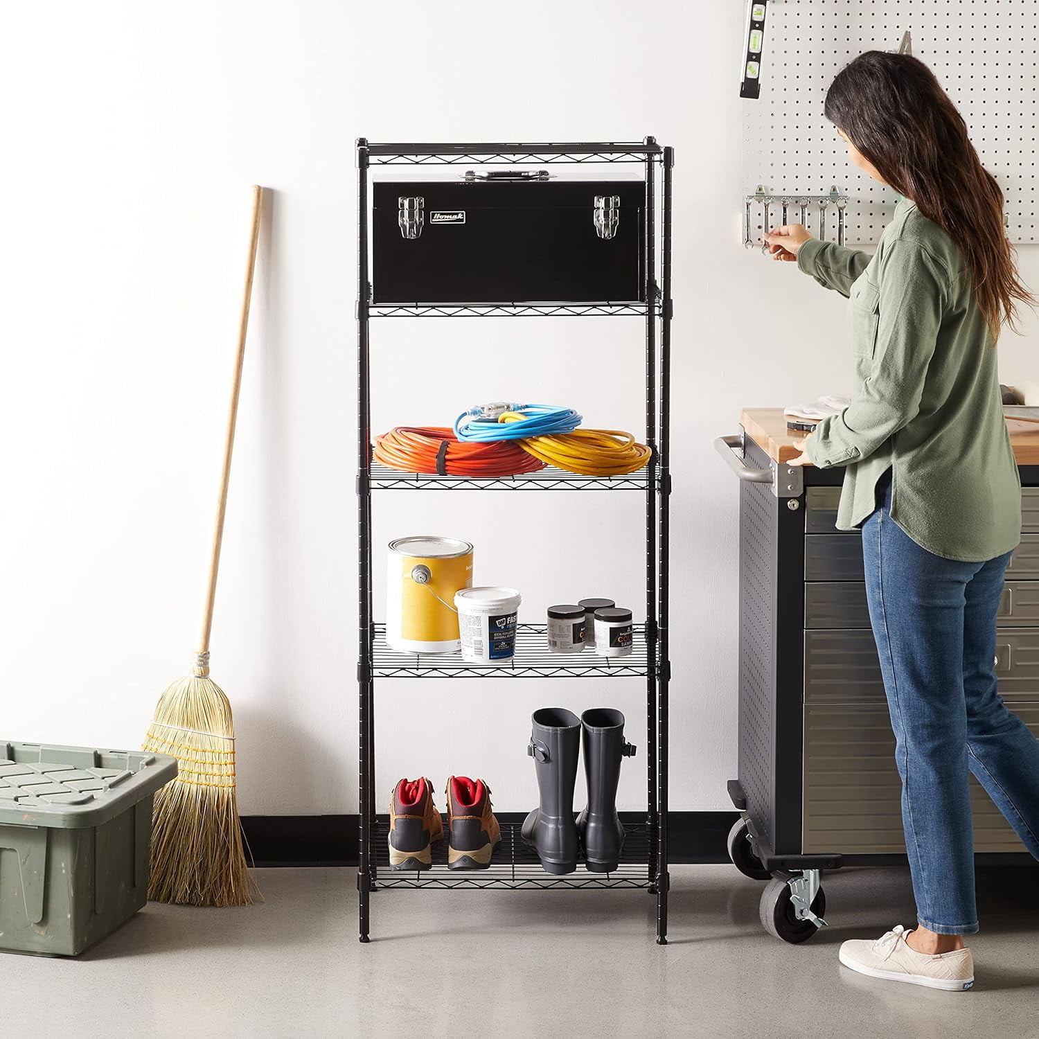 5-Shelf Multipurpose Adjustable Sturdy Steel Storage Shelving Unit ...