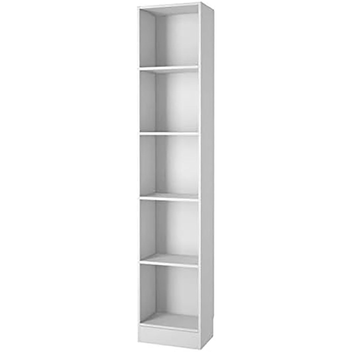 White 5-Shelf Adjustable Narrow Modern Bookcase
