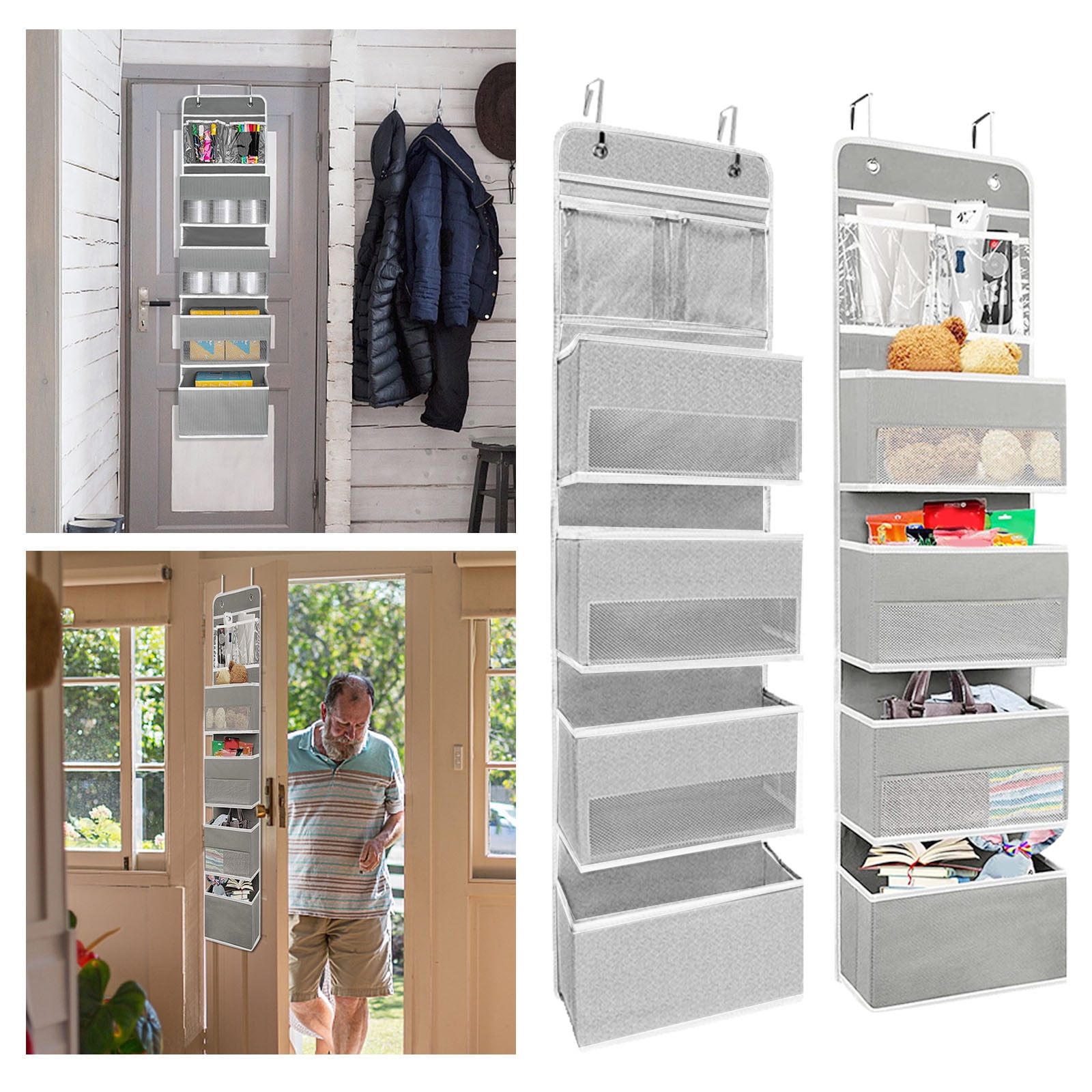 5 Shelf Over The Door Hanging Organizer Storage With 7 Pockets Wall