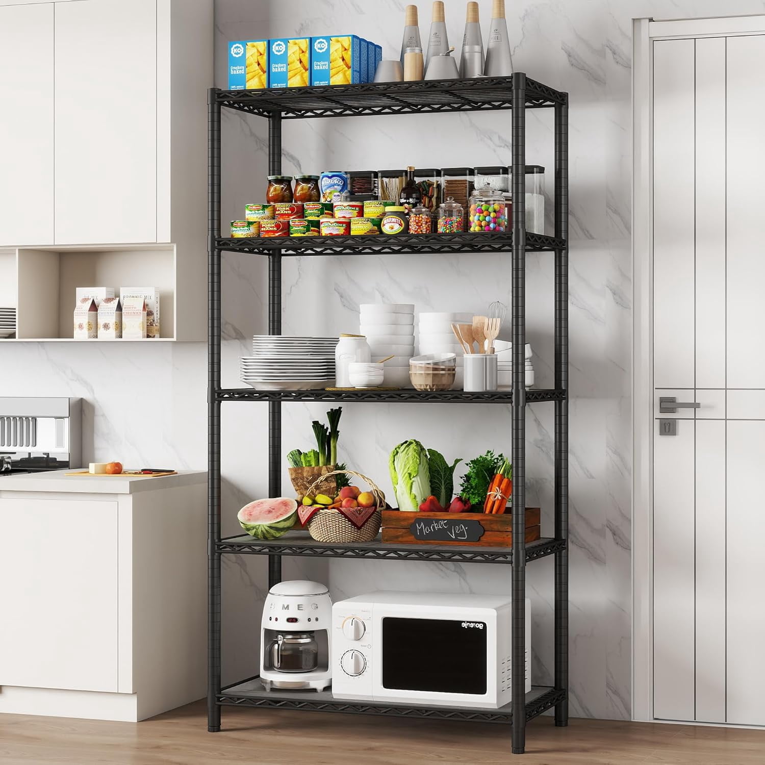 5-Shelf Shelving Unit with 5-Shelf Liners, 36" W X 16" D X 71" H NSF