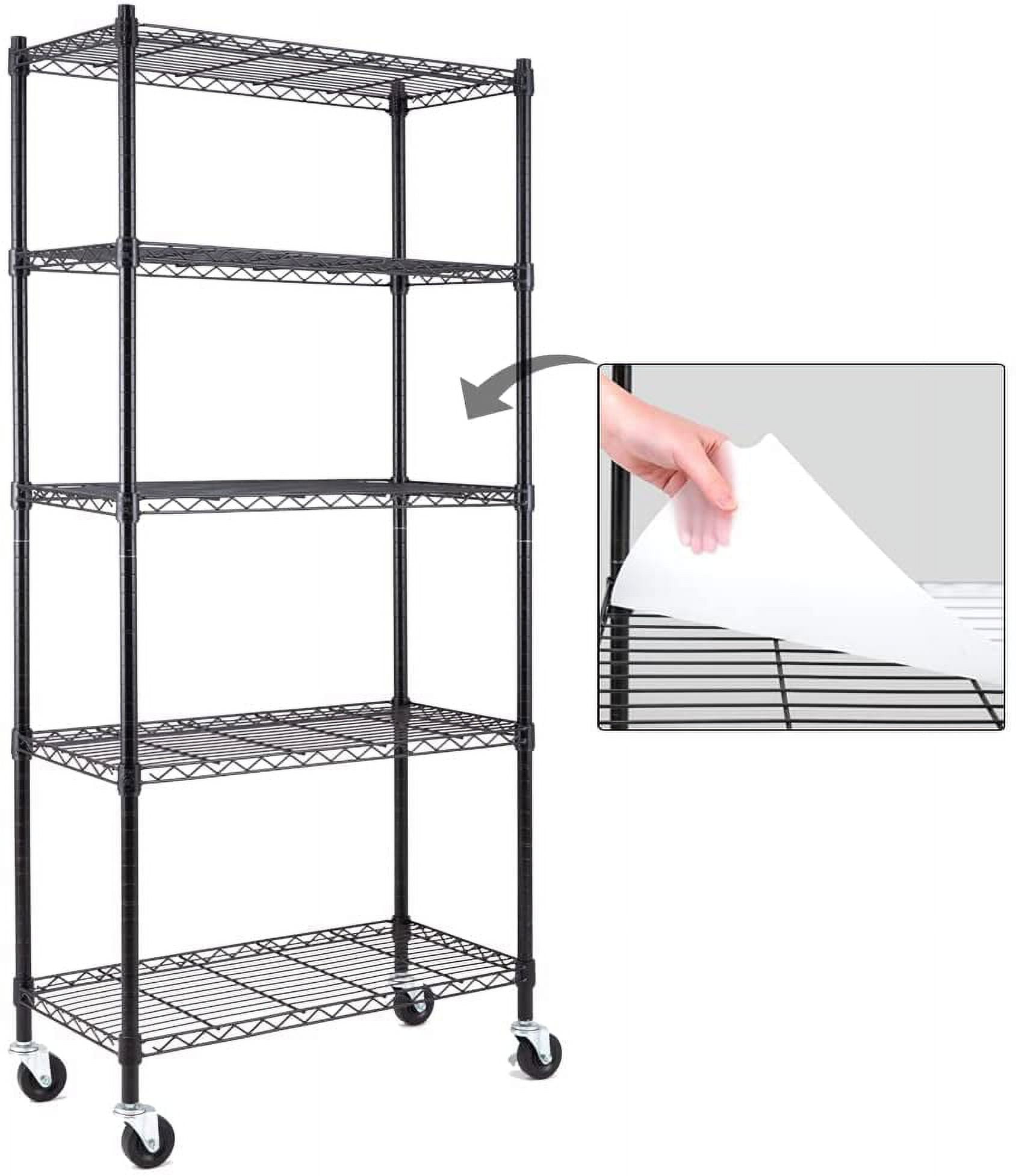 5Shelf Shelving Units and Storage on 3'' Wheels with Shelf Liners Set