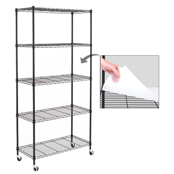 EFINEHOME Adult Adjustable 5-Tier Steel Shelving Unit Storage Shelf Unit with Shelf Liners, Total Capacity 550 lb, Shelf Capacity 110 lb, Black