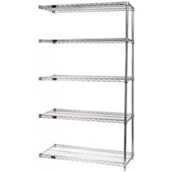 5-Shelf, Stainless Steel Wire Shelving Add-On Unit -36 x 60 x 54 in.