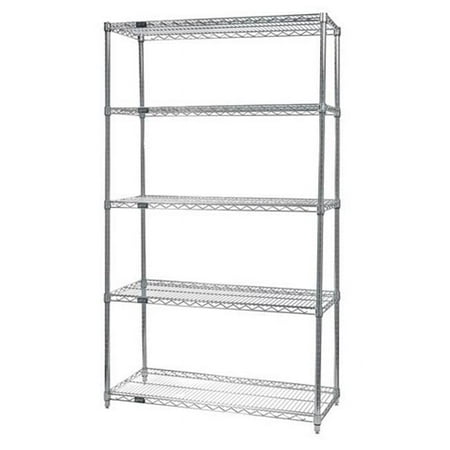 5-Shelf Stainless Steel Wire Shelving Unit, 12 x 36 x 63 in.