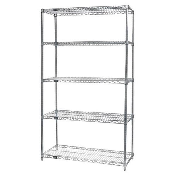 5-Shelf Stainless Steel Wire Shelving Unit, 12 x 72 x 54 in.