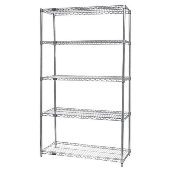 5-Shelf, Stainless Steel Wire Shelving Unit - 14 x 42 x 74 in.