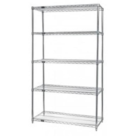 5-Shelf, Stainless Steel Wire Shelving Unit - 14 x 48 x 86 in.
