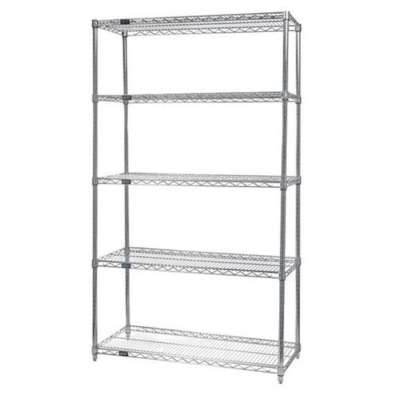 5-Shelf, Stainless Steel Wire Shelving Unit - 36 x 60 x 63 in.