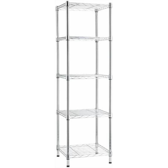 5-Shelf Storage Shelving Unit, Chrome, 16 D x 16 W x 54 H in | Tower, Adjustable
