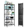 thumbnail image 1 of 5-Shelf Storage Shelving Units, Heavy Duty Metal Shelf on Wheels, Organize Your Space Efficiently with Collapsible Shelving, Perfect for Kitchen and Closet Storage, Black, 1 of 7