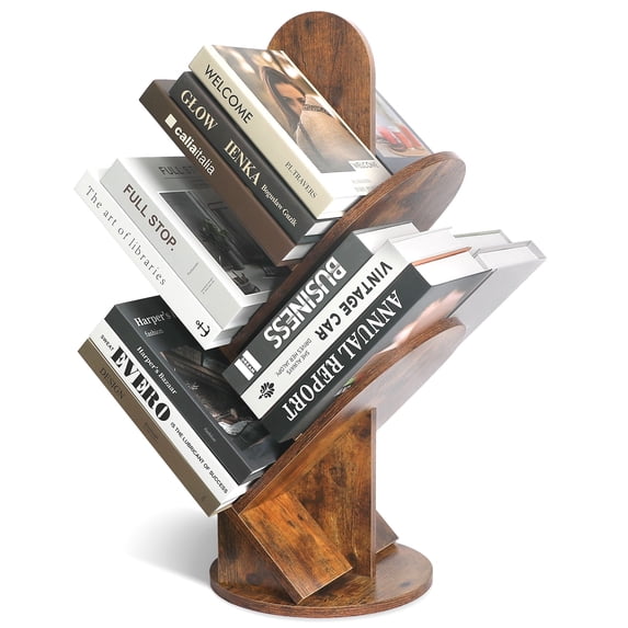 Bloddream 5-Tier Tree Bookshelf, Modern Corner Standing Bookcase, Wood Storage Shelf for Living Room, Bedroom, Home Office, Easy to Install