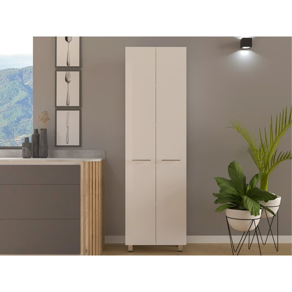 5 Shelf White Pantry Cabinet - Add A Touch Of Elegance To Your Home Decor Storage With Compartments For