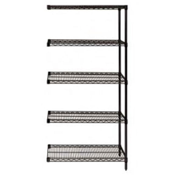 5-Shelf Wire Shelving Add-On Unit Black - 24 x 72 x 74 in.