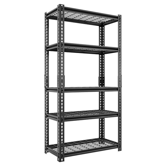 5 Shelves Adjustable Storage Steel Wire Shelves Black,72" Tall Steel Wire Shelving Unit Heavy Duty Utility Racks for Garage Basement Kitchen Closet Oganization, 2000 lbs Capacity, 1PC