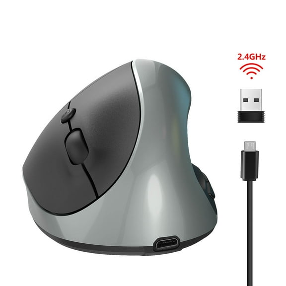 Silent Mouse Qwtwty 2.4G Rechargeable Wireless Vertical Mouse, Ergonomically Designed 10 Meters Control, Built-in 600mah Lithium Battery, Suitable for Office Games