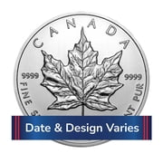 Collectible $5 Silver Canadian Maple Leaf 1 oz Random Year Brilliant Uncirculated