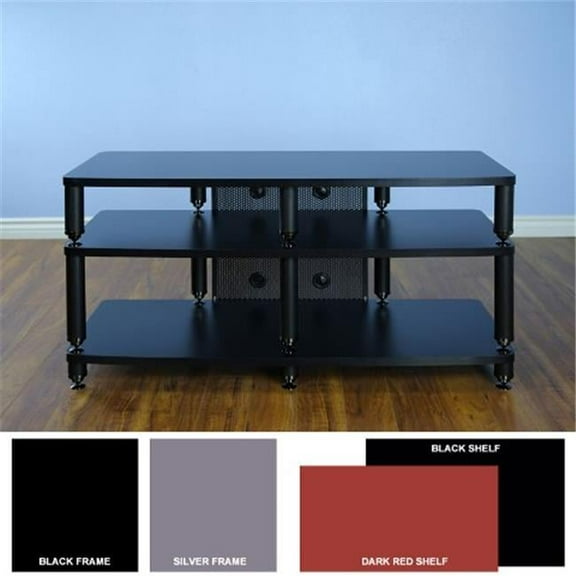 5 Silver Poles 3 Black Shelf Professional AV Stand