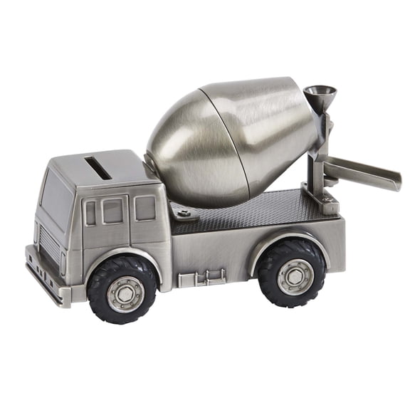 5" Silver Stainless Steel Cement Truck Design Coin Bank