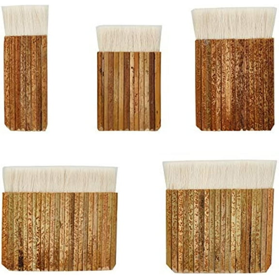 5 Size Hake Watercolor Brushes Bamboo Handle Haik Brush for Kiln Wash Watercolor Dust Cleaning Ceramic Pottery Painting