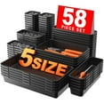 thumbnail image 1 of 【𝟱𝟴𝗣𝗰𝘀】【5 Size】 Tool Box Organizer Tray Divider Set, 【Black】 Desk Drawer Organizer, Garage Organization and Storage Toolbox Accessories Rolling Tool Chest Cart Cabinet WorkBench Small Part, 1 of 7