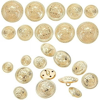 20pcs 2 Colors 25MM (1 Inch) Brass Flat Round Buttons Metal Buttons with  Shank for Blazers Coats Uniform Suits Jackets, Antique Bronze and Golden 