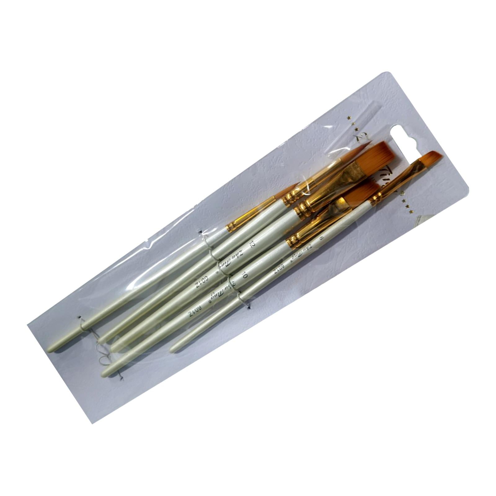 5 Sizes Angled Flat Tipped Brushes Art Paintbrush Set For Acrylic Oil