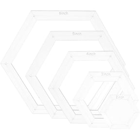 5 Sizes Hexagon Quilting Template Acrylic Intricate Sewing Machine Ruler with 0.14Inch Hole for DIY Hand Patchwork Craft for diy