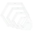 thumbnail image 1 of 5 Sizes Hexagon Quilting Template Acrylic Intricate Sewing Machine Ruler with 3.5mm Seam Allowance for DIY Hand Patchwork Cutting Craft 5Pcs, 1 of 6