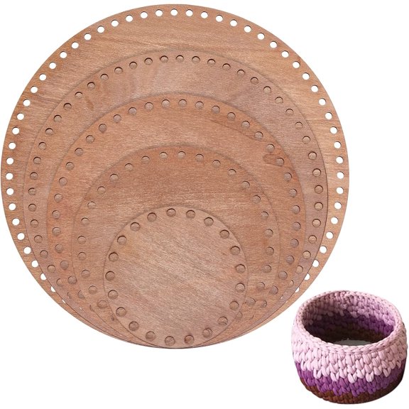 5 Sizes Natural Wooden Basket Bottom Round Circle Wood Base Shaper Brown Blank Crochet Bag Bottom DIY