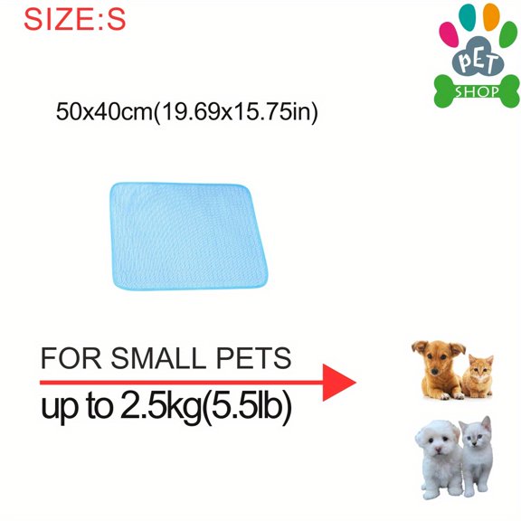 5 Sizes S/M/L/XL/XXL Cold Sensing Pet Cooling Mat, Summer Cool Pad for Dogs, Cats & Small-Medium Pets