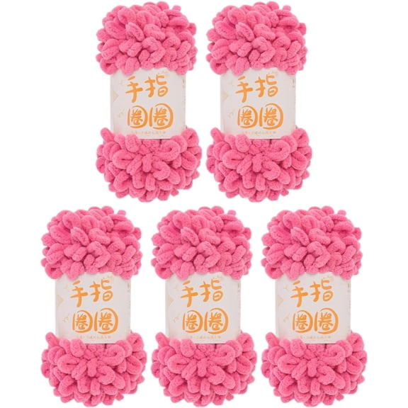 5 Skeins Finger Knitting Yarn 100% Polyester Off The Hook Soft Baby Blanket Fun Finger Loop It Yarn Total 500g