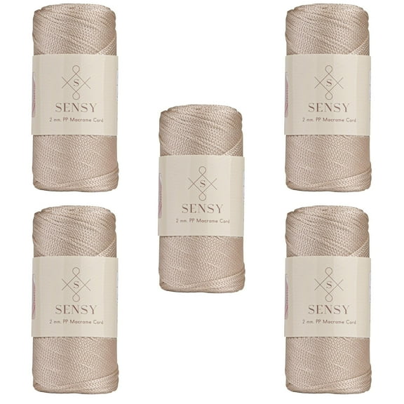 5 Skeins of Sensy Premium 2mm 251 Yards Polyester Rope 100% Polypropylene Cord Macrame Cord 2mm Crochet Bag Cord Macrame Rope Crochet Thread Gift for Knitter (Latte)