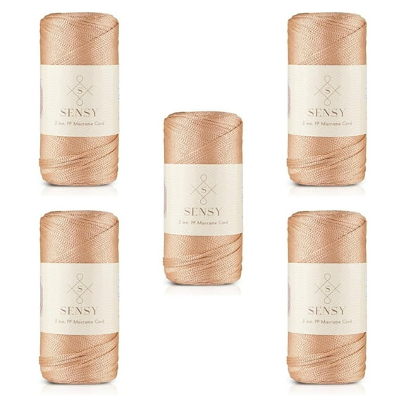 5 Skeins of Sensy Premium 2mm 251 Yards Polyester Rope 100% Polypropylene Cord Macrame Cord 2mm Crochet Bag Cord Macrame Rope Crochet Thread Gift for Knitter (Nude)
