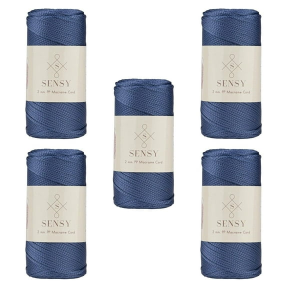 5 Skeins of Sensy Premium 2mm 251 Yards Polyester Rope 100% Polypropylene Cord Macrame Cord 2mm Crochet Bag Cord Macrame Rope Crochet Thread Gift for Knitter (Denim)