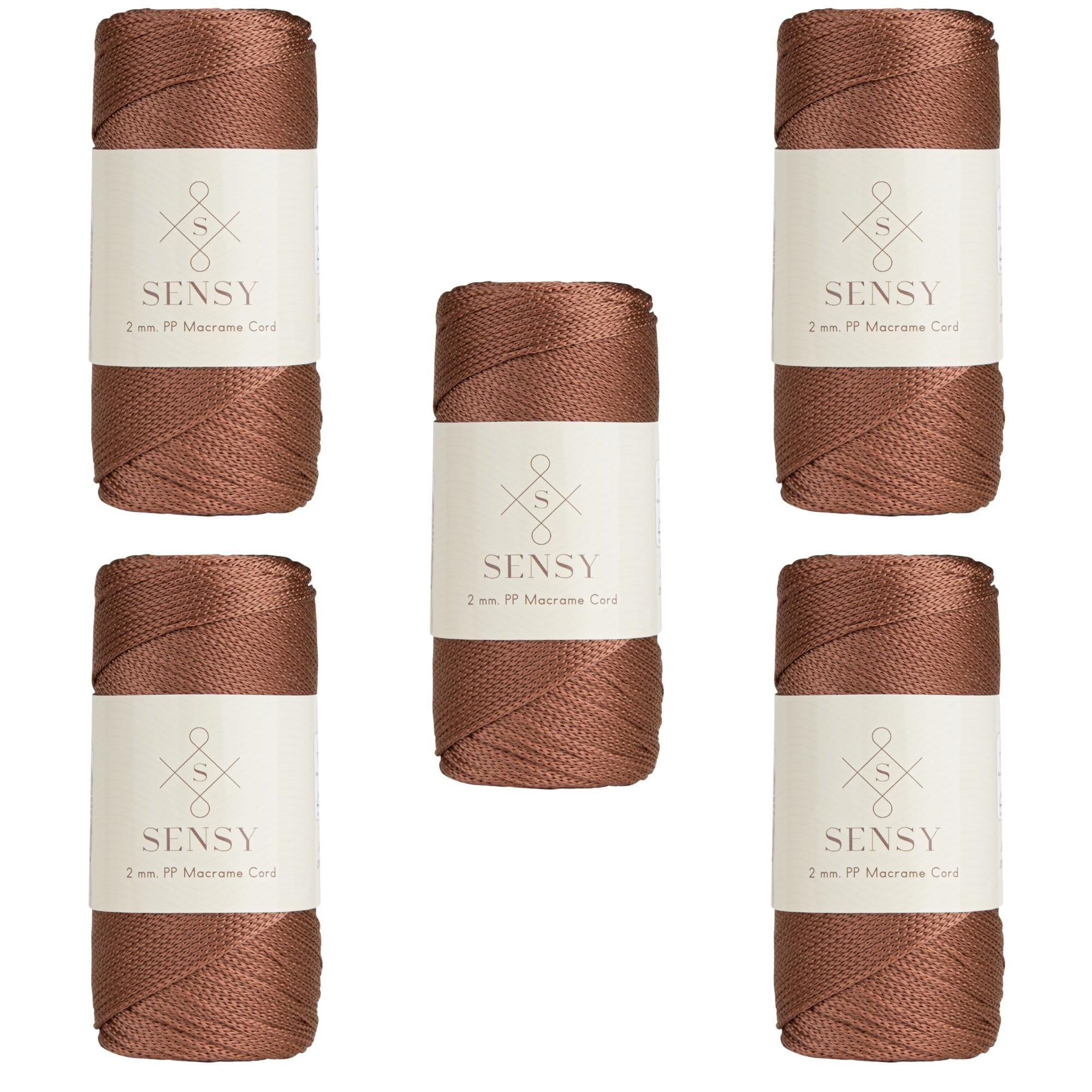 5 Skeins of Sensy Premium 2mm 251 Yards Polyester Rope 100% Polypropylene Cord Macrame Cord 2mm Crochet Bag Cord Macrame Rope Crochet Thread Gift for Knitter (Copper)