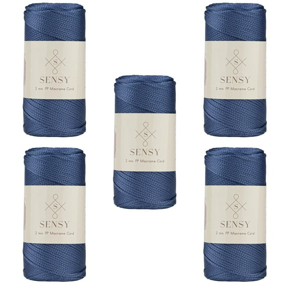 5 Skeins of Sensy Premium 2mm 251 Yards Polyester Rope 100% Polypropylene Cord Macrame Cord 2mm Crochet Bag Cord Macrame Rope Crochet Thread Gift for Knitter (Denim)