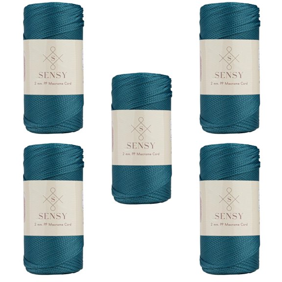 5 Skeins of Sensy Premium 2mm 251 Yards Polyester Rope 100% Polypropylene Cord Macrame Cord 2mm Crochet Bag Cord Macrame Rope Crochet Thread Gift for Knitter (Peacock)