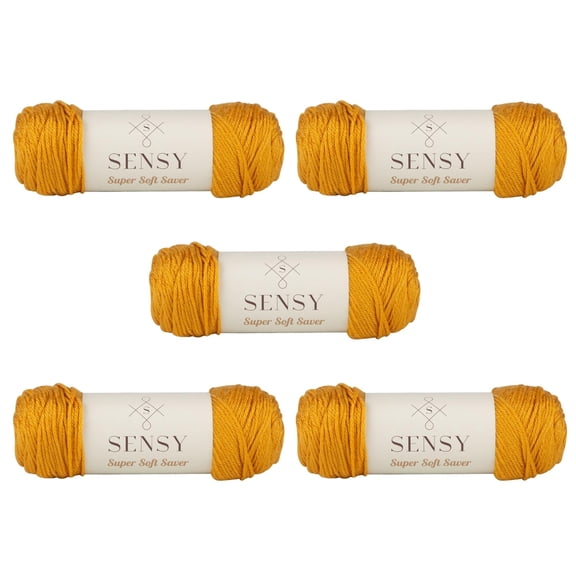 5 Skeins of Sensy Super Soft Saver Yarn, 3.5 oz, 190 Yards, Gauge 4 Medium (Gold)