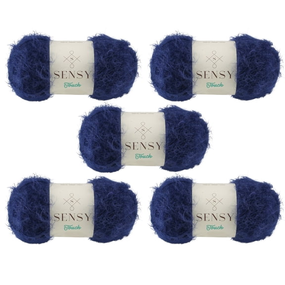 5 Skeins of Sensy Touch Yarn, 3.5 oz, 268 Yards, Gauge 3 Light (Navy Blue)
