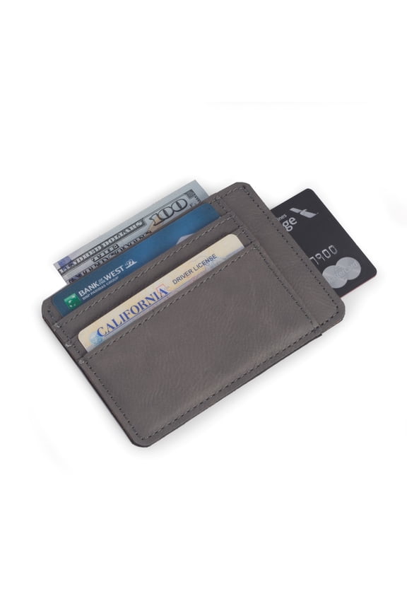 5 Slot Credit Card Holder in Grey Leatherette