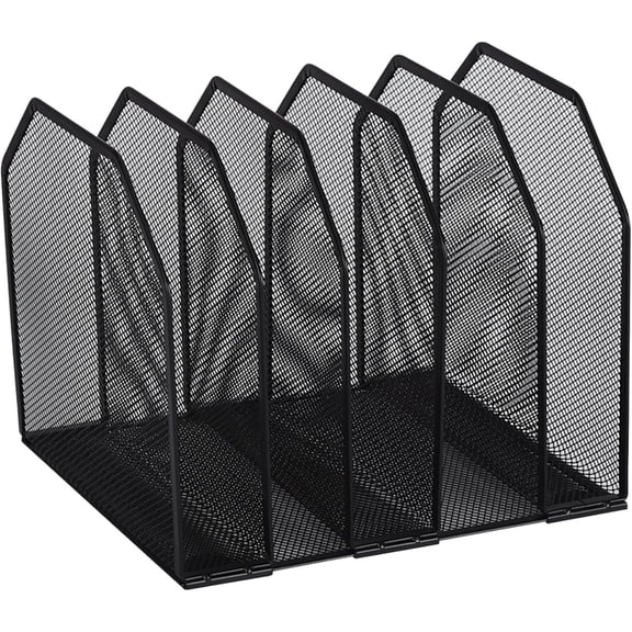5-Slot Mesh File Organizer for Desk, Vertical Metal Document Holder
