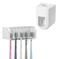 thumbnail image 1 of 5 Slot Wall Mounted Toothbrush Holder with Cover, Shower Self-Adhesive Toothbrush Organizer with Toothpaste Dispenser, 1 of 6