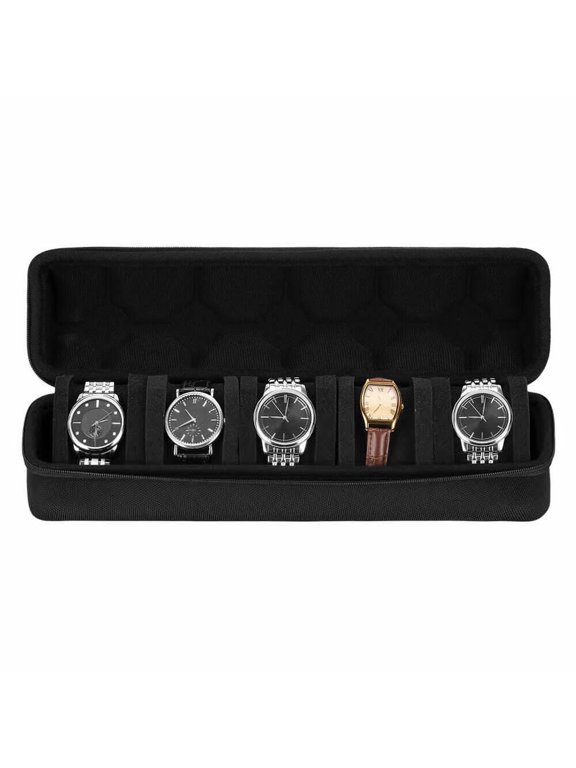 5 Slot Watch Box Collector Travel Display Case Organizer Jewelry Storage Case