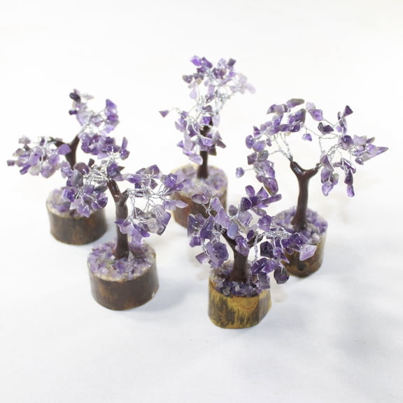 5 Small Amethyst Gemstone Chip Trees 3-4 Inch #8420