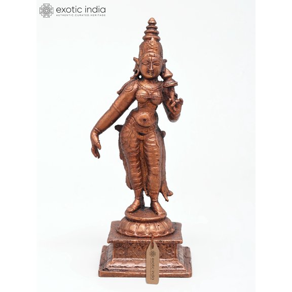 5" Small Hindu Goddess Parvati | Copper Statue