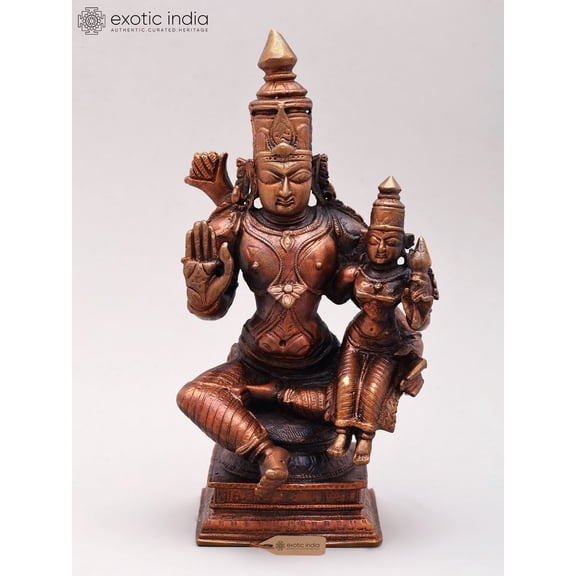 5'' Small Lord Rama Seated with Devi Sita | Copper Idol