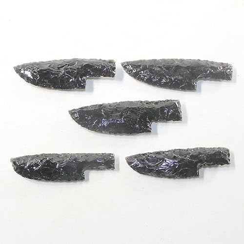 5 Small Obsidian Ornamental Knife Blades #3638 Mountain Man Knife