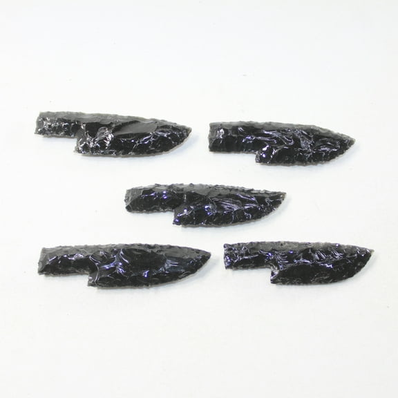 5 Small Obsidian Ornamental Knife Blades #8123 Mountain Man Knife
