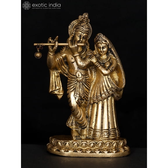 5" Small Standing Radha Krishna | Brass Statue